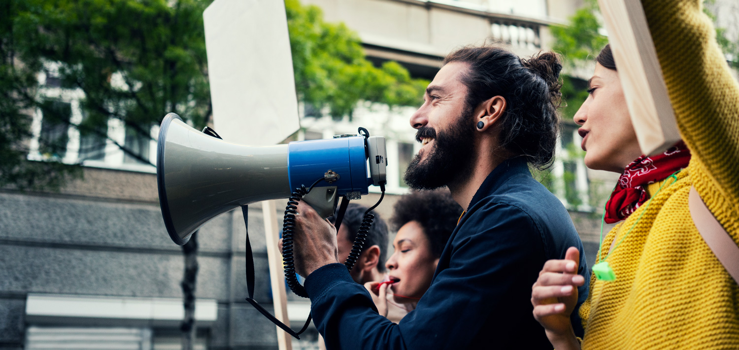 Protestors  With Megaphone